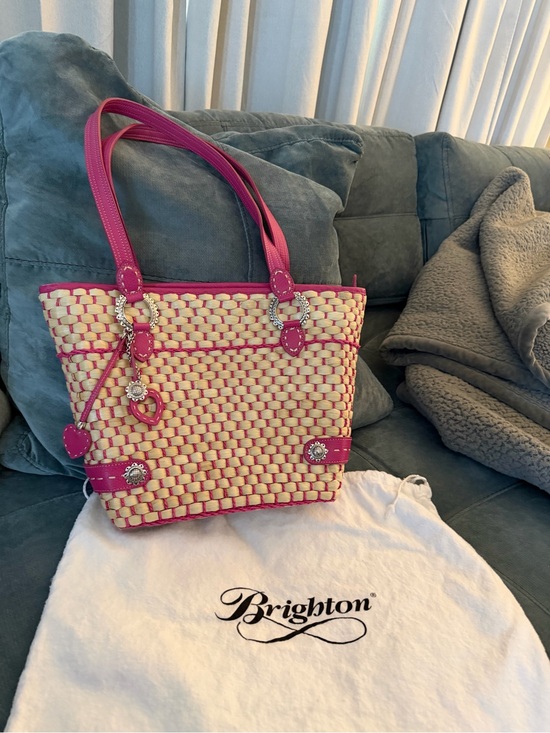 Brighton Handbags - Brighton Pink and Natural Woven Tote Bag